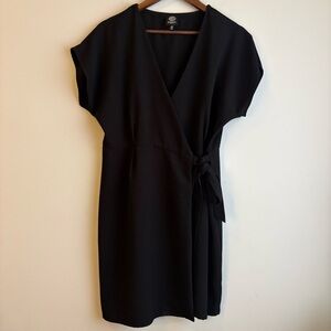 Bobeau Petite Black Wrap Dress XL Petite Cap Sleeve Career Classic